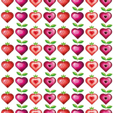 Aşkı kalp şeklinde ifade eden lezzetli, parlak meyveler. Aşk ve çilek.