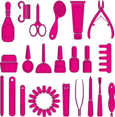 Manikür seti resmi. Renkli manikür araçları