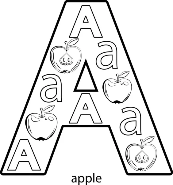 Alfabeto Infantil Para Colorear Libro Con Frutas Verduras — Vector de stock