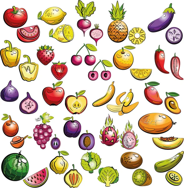 Couleur Fruits Légumes — Image vectorielle