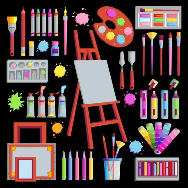 Artist Tools Black Background — 图库矢量图片