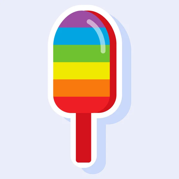Bright Rainbow Ice Cream Sticker — Stockový vektor