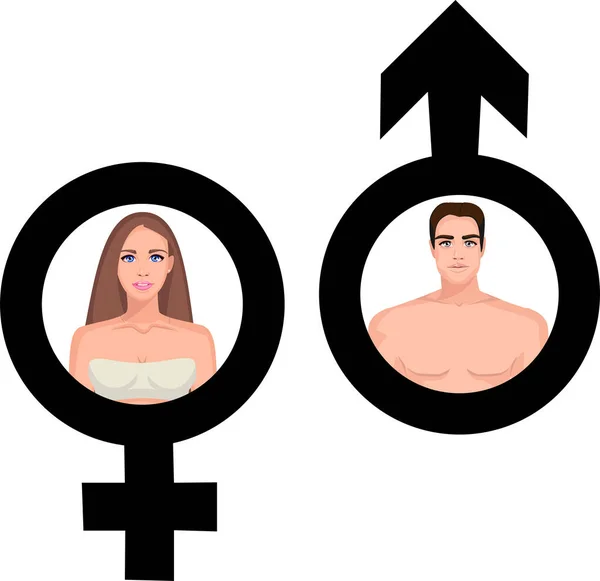 Retrato Masculino Femenino Símbolo Masculino Femenino — Vector de stock