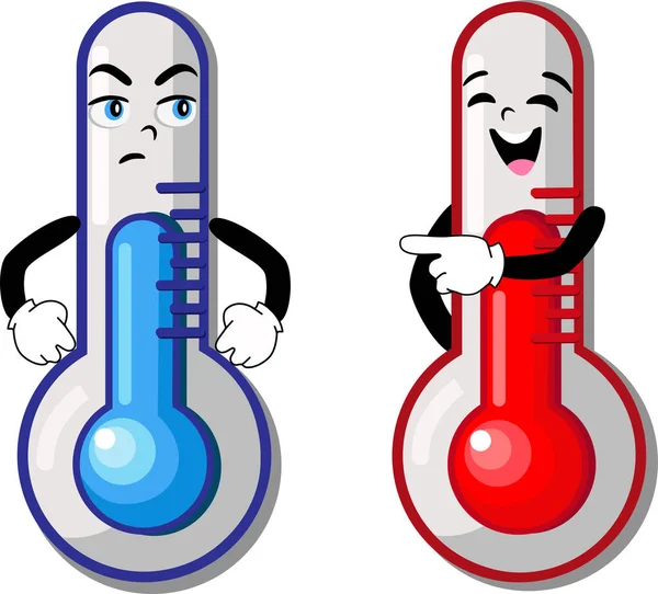 Twee Grappige Karakters Thermometers — Stockvector