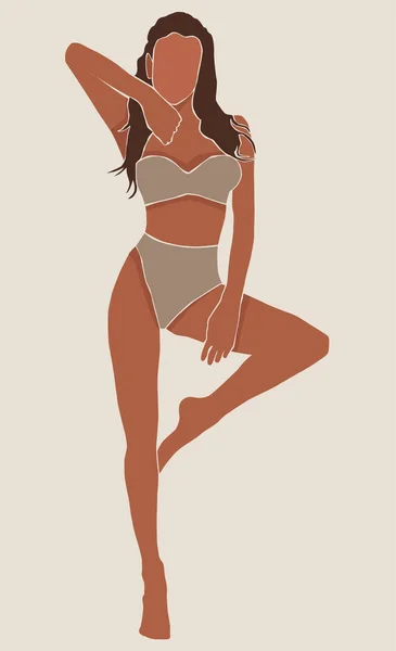 Una Chica Ropa Interior Moda Encuentra Una Pose Hermosa — Vector de stock