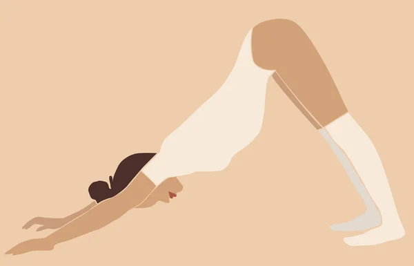 Векторная Иллюстрация Красивой Молодой Женщины Спортивной Форме Практикующей Йогу — стоковый вектор