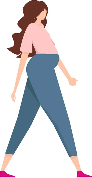 Pregnant Woman Walking Active Young Girl Waiting Child — Stock Vector