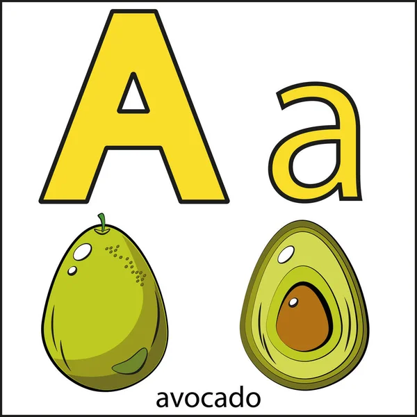 Der Buchstabe Avocado Fruchtalphabet — Stockvektor