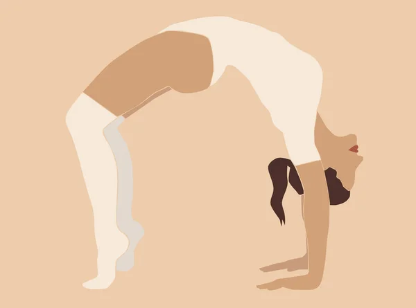 Une Fille Posture Yoga Une Femme Fait Exercice Sportif Bridge — Image vectorielle