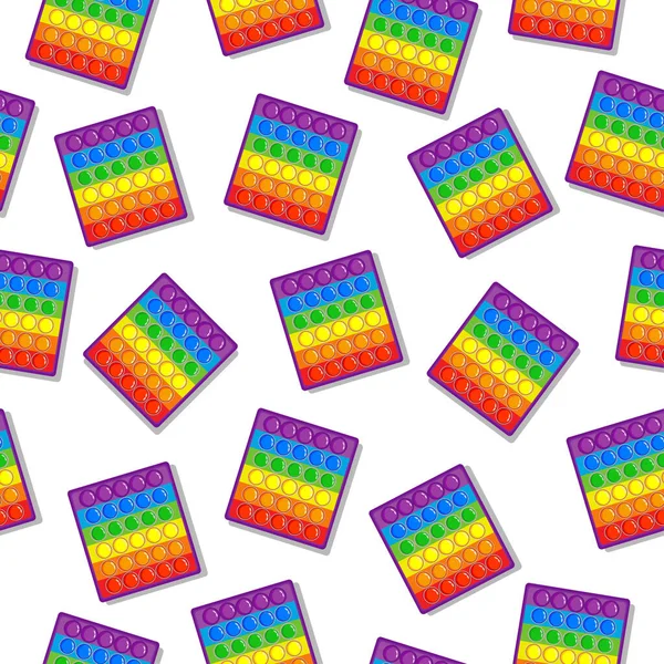 Ein Beliebtes Stress Spielzeug Mit Quadratischer Form Regenbogenfarbe Nahtloses Spielzeugmuster — Stockvektor