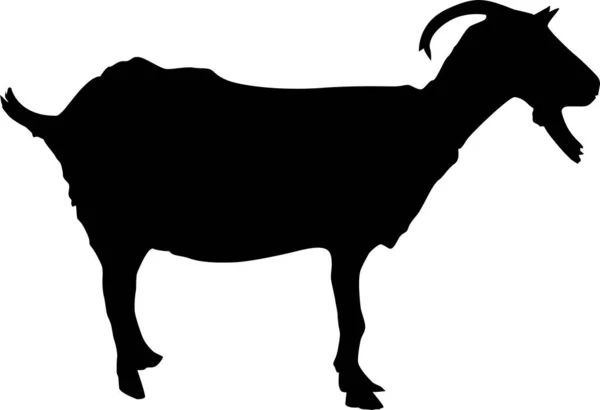 Ziege. Schwarze Silhouetten von Nutztieren. Bauernhof. Tier — Stockvektor