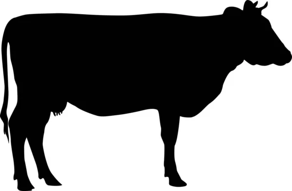 Kuh. Schwarze Silhouetten von Nutztieren. Bauernhof. Tier — Stockvektor