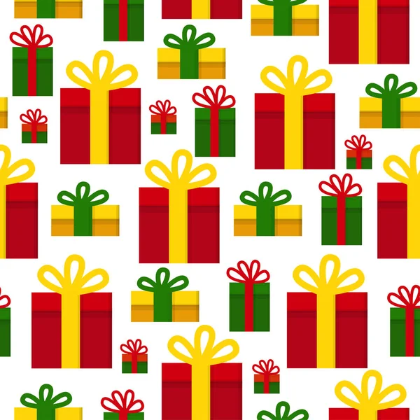 A pattern with Christmas gifts. Holiday. Box. — Stockový vektor