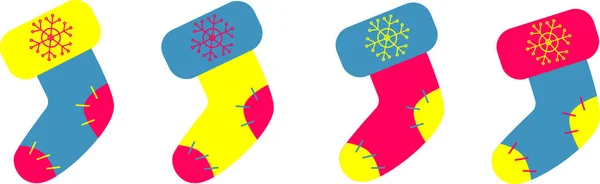 Quatre chaussettes de différentes couleurs. Illustration vectorielle plate. — Image vectorielle