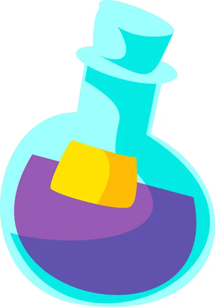 Butelka z korkiem z tajemniczym fioletowym płynem — Wektor stockowy