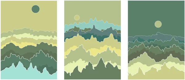 Eine Reihe von drei modischen minimalistischen Landschaft — Stockvektor