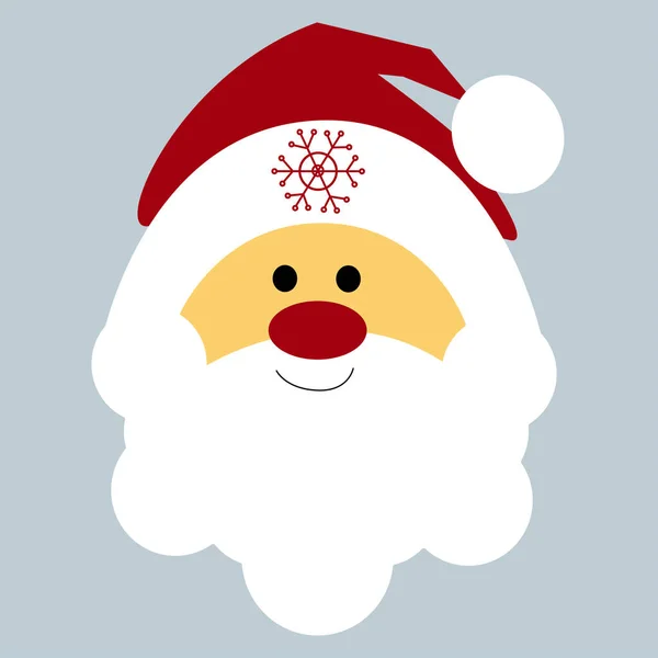 La testa di un simpatico Babbo Natale con un cappello rosso. — Vettoriale Stock