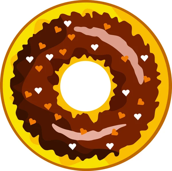 Ein niedlicher, bunter Donut mit Schokoladenglasur und farbigem Puder. — Stockvektor