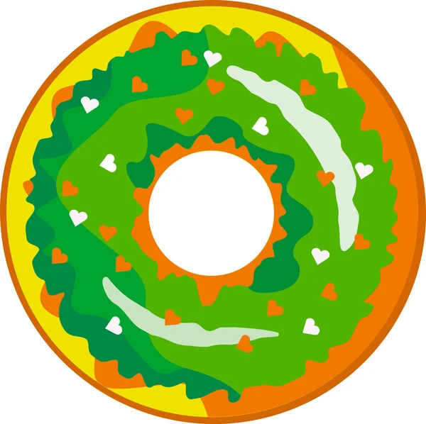 Um donut bonito e colorido com cobertura verde e pó multicolorido. —  Vetores de Stock