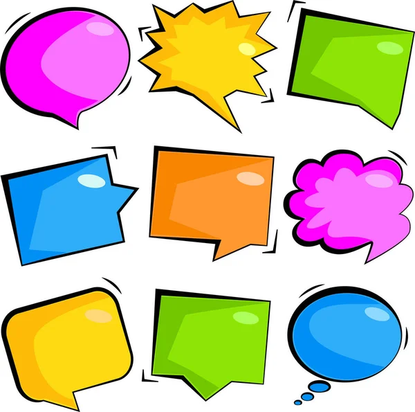 A set of 9 colors, multi-colored speech bubbles. — Stock Vector