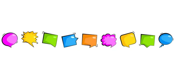 Un conjunto de burbujas de habla, de diferentes formas y colores. — Vector de stock