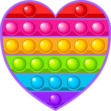 Patlat popit bir çocuk kalp şeklinde duyusal bir oyuncak..