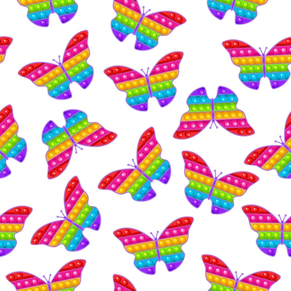 Patrón sin costuras, juguete de mariposa. Juguete sensorial anti-estrés para fidget pop it. — Vector de stock