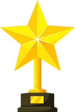 Beyaz arka planda altın yıldızlı zafer kupası.