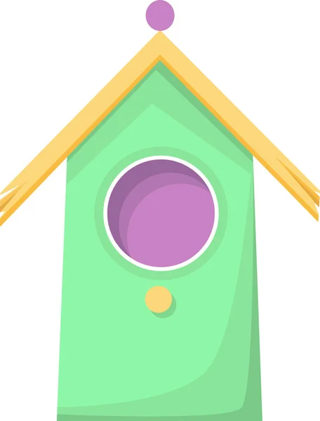 バードハウスバードフィーダー。鳥の家は緑です. — ストックベクタ