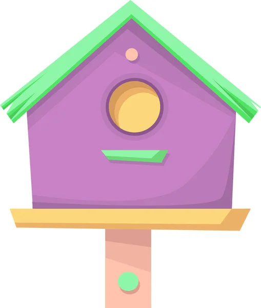 Birdhouse, mangiatoia per uccelli. La casa degli uccelli è di colore viola. — Vettoriale Stock