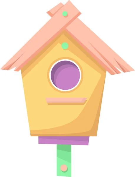 Birdhouse, mangiatoia per uccelli. La birdhouse è di colore giallo. — Vettoriale Stock