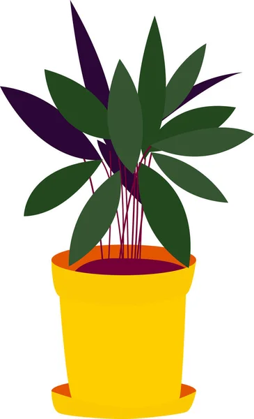 Illustration vectorielle plate des plantes en pot. Une plante dans un pot jaune. — Image vectorielle