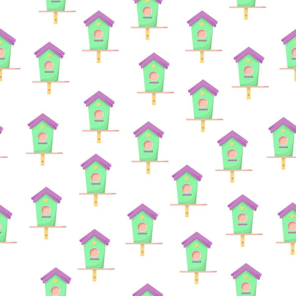 Ikona Birdhouse izolované bezešvé vzor. Ptačí dům — Stockový vektor