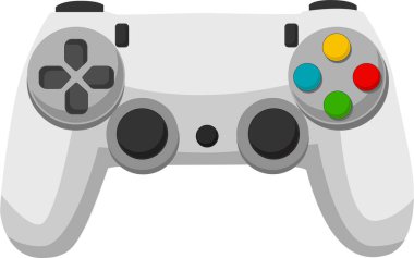 Beyaz joystick. Oyun denetleyicisinin retro biçimi ve renk çizimi çizgisi.