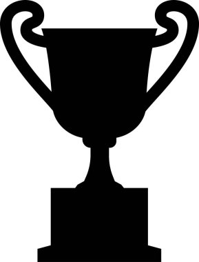 Kupanın vektör ikonu, kazanan kupa, beyaz arka planda izole edilmiş. Basit bir kazanan sembolü. Fincanın siyah silueti.