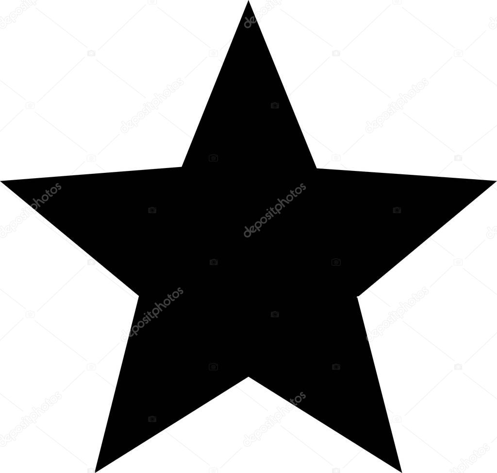 Vector star icon . A flat black star. An illustrative symbol of a star silhouette on a white background.