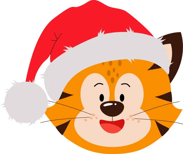 Симпатичный красный тигр в шляпе с широкой улыбкой. — стоковый вектор