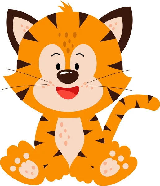 A cute little tiger cub is sitting there. — Stock Vector