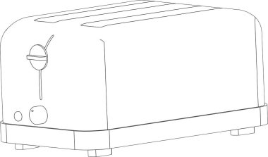 Mutfak için siyah beyaz elektrikli tost makinesi. Teknik 3D.