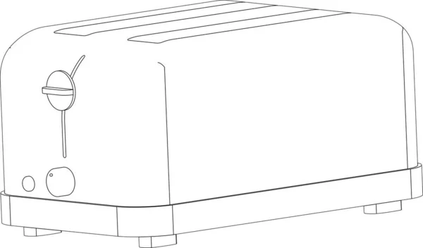 キッチン用の黒い白い電気トースター。技術的な3D. — ストックベクタ