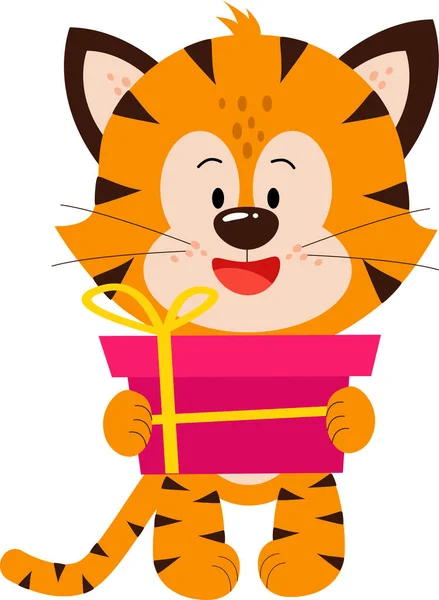 A gift in the hands of a tiger. — Stock Vector