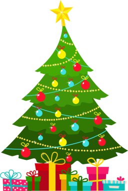 Noel ağacı süslenmiş. Kaplan Yılı.