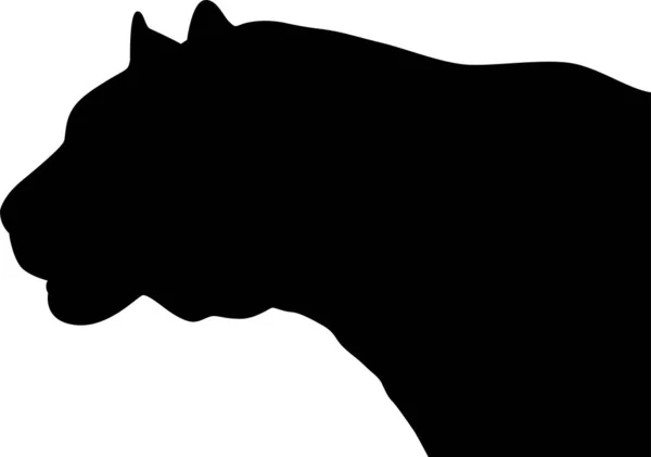 Schwarze Silhouette eines Tigerkopfes, isoliert auf weißem Hintergrund. — Stockvektor