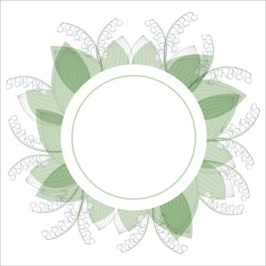  Vadi zambaklarıyla çevrili yuvarlak bir çerçeve. Yaz vektör dekoru