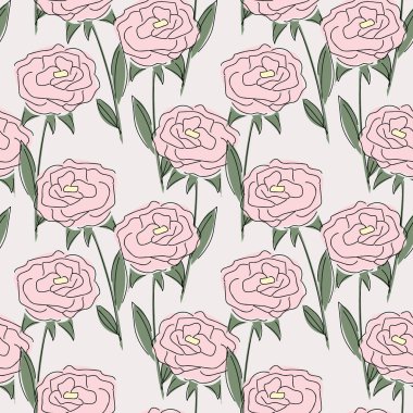 Siyah çizgili pembe soyut güllerin deseni.