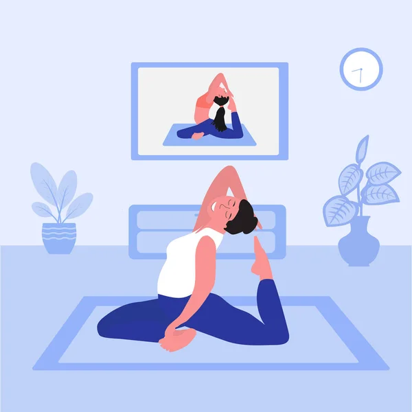 Yoga conceito online. — Vetor de Stock