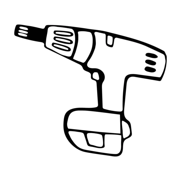 Drilling machine icon. Vector icon in doodle style for web design isolated. — Stockvektor