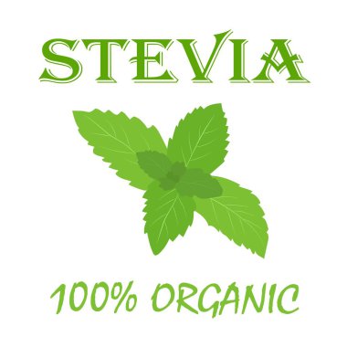 Doğal organik stevia bayrağı. Düz biçimli vektör illüstrasyonu.