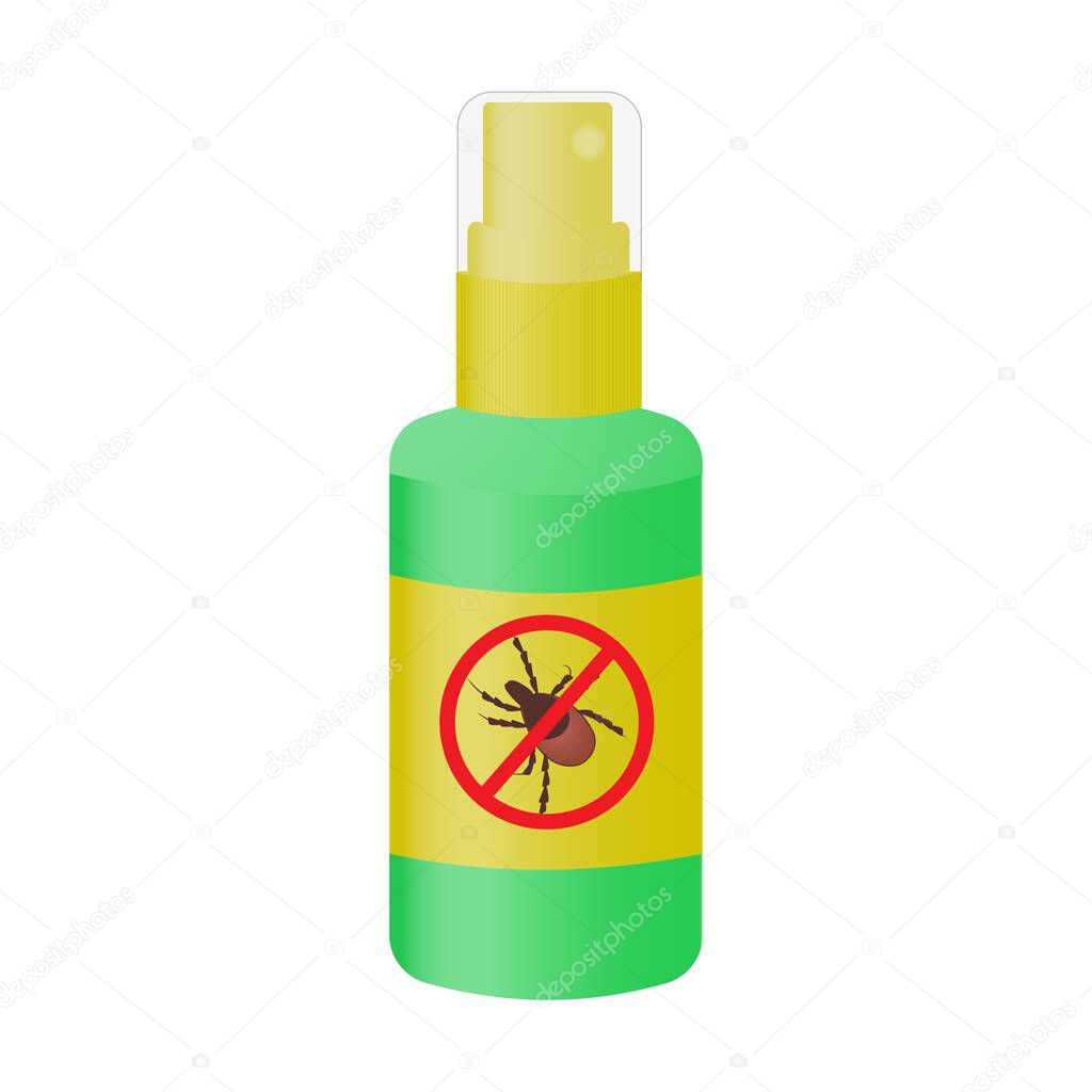 Aerosol spray for ticks is indispensable in a hike. Vector illustration in a cartoon style.