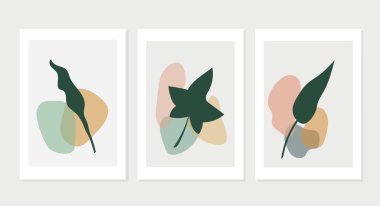 Botanik yapraklardan oluşan bir duvardaki soyut illüstrasyon Vektör illüstrasyonunu düz bir şekilde gösterir.